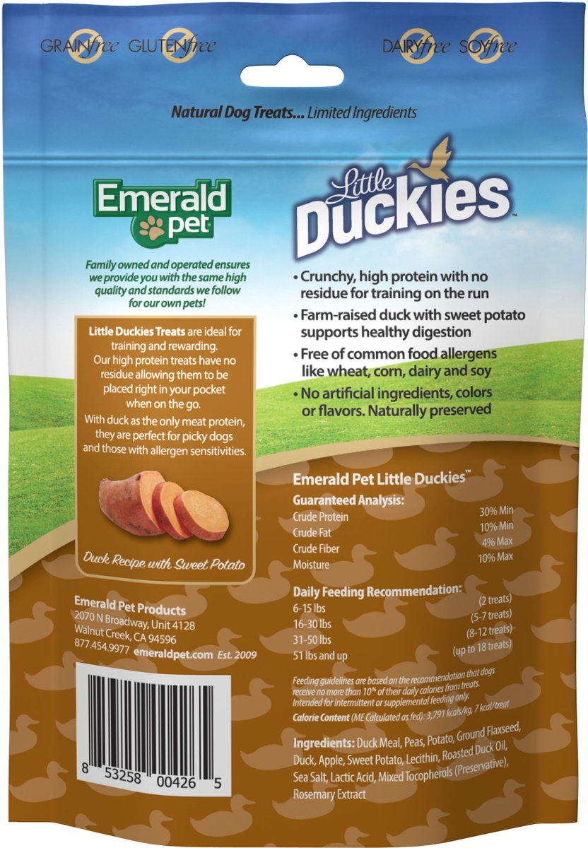 Emerald Pet Grain-Free Little Duckies with Duck and Sweet Potato Dog Treats