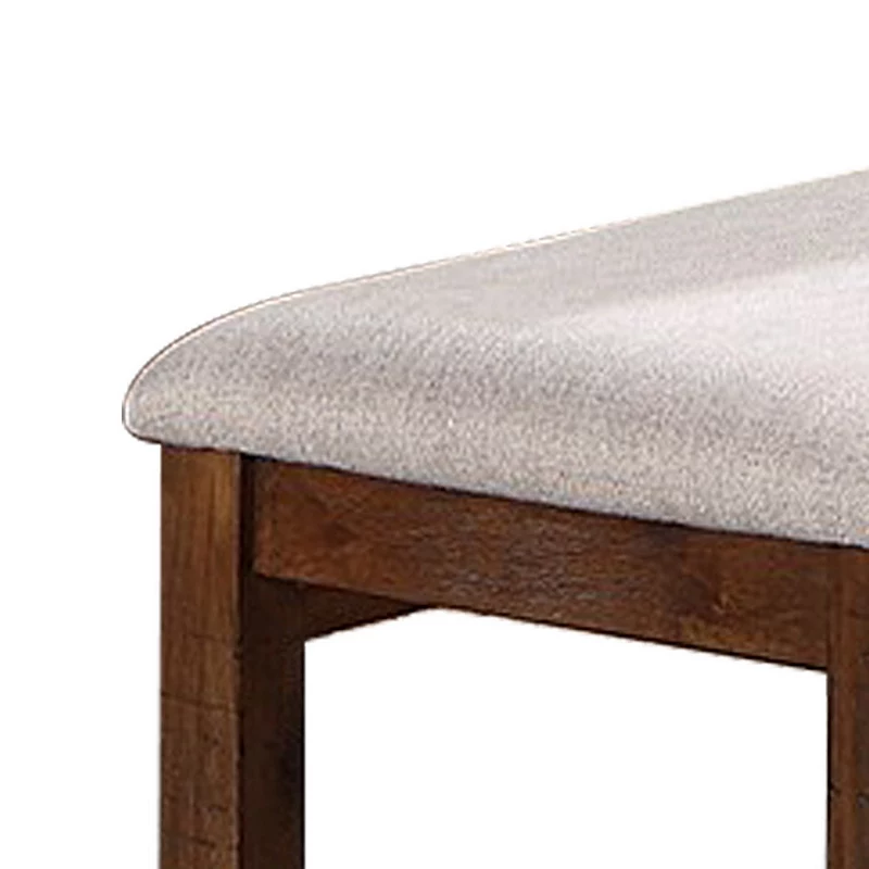 48 Inch Classic Fabric Upholstered Dining Bench， Pine Wood， Ivory and Brown