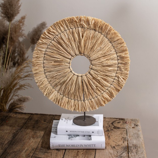 Circle Standing Decorative Accent Raffia amp Metal Foreside Home amp Garden