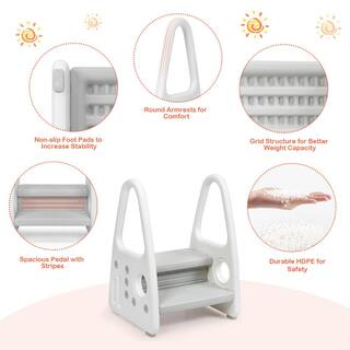 Costway 2-Step Plastic Kids Step Stool 110 lb. Load Capacity BB5640GR
