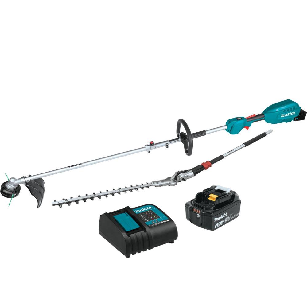 Makita 18V LXT? Lithium-Ion Brushless Cordless Couple Shaft Power Head Kit w/ 13 String Trimmer and 20 Hedge Trimmer Attachments (4.0Ah) ;