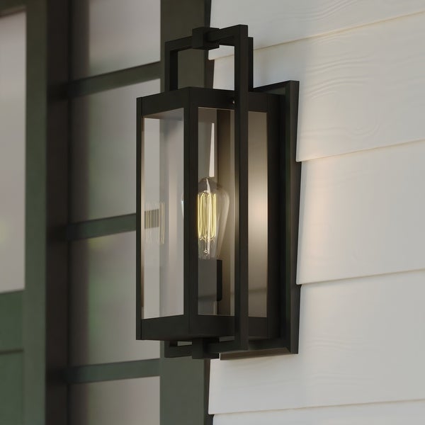 Sheridan Matte Black Contemporary Indoor Outdoor Wall Lantern Light Fixture with Clear Glass Shopping - The Best Deals on Outdoor Wall Lanterns | 41750993