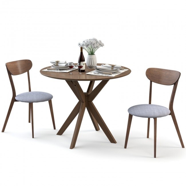 35 Inch Modern Round Wood Dining Table with Solid Legs   36\