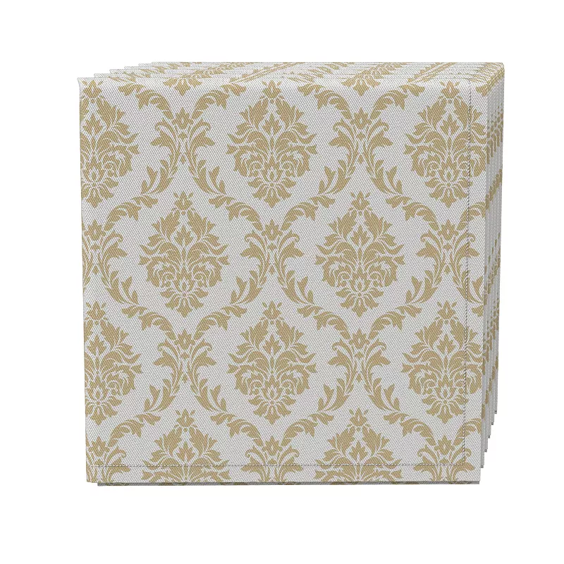 Napkin Set of 4， 100% Cotton， 20x20， Ornate Golden Damask