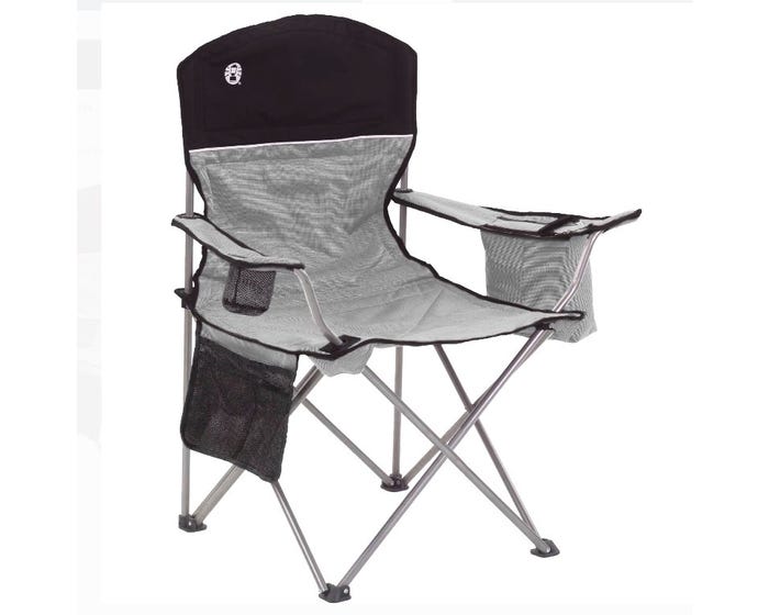 Coleman Portable Camping Quad Chair with 4-Can Cooler， Black - 2000032010