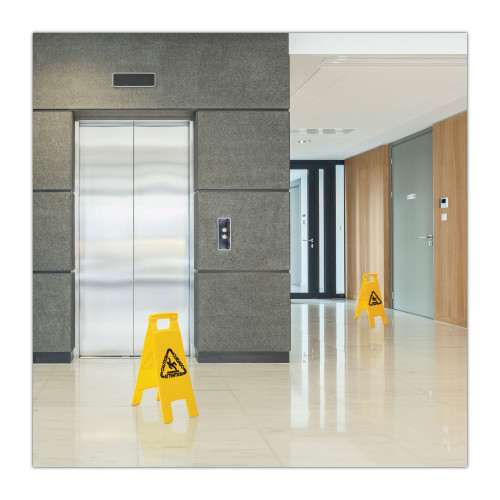 Boardwalk Site Safety Wet Floor Sign， 2-Sided， 10 x 2 x 26， Yellow (26FLOORSIGN)