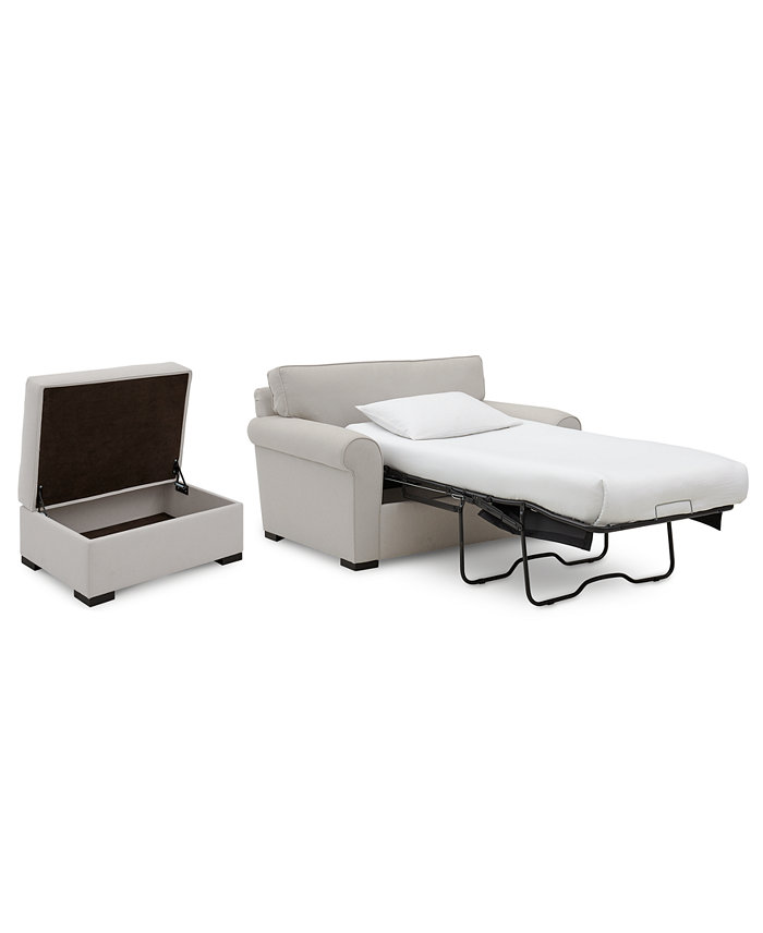 Furniture Astra 59 Fabric Chair Bed and 36 Fabric Storage Ottoman Set