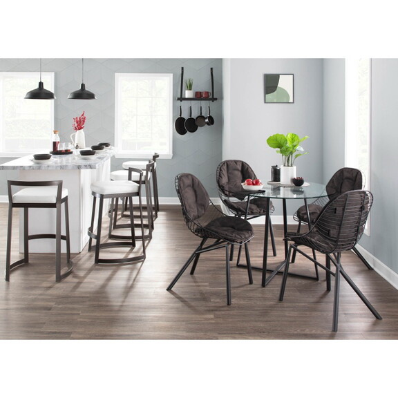 Wired Contemporary Chair in Black Metal with Espre...