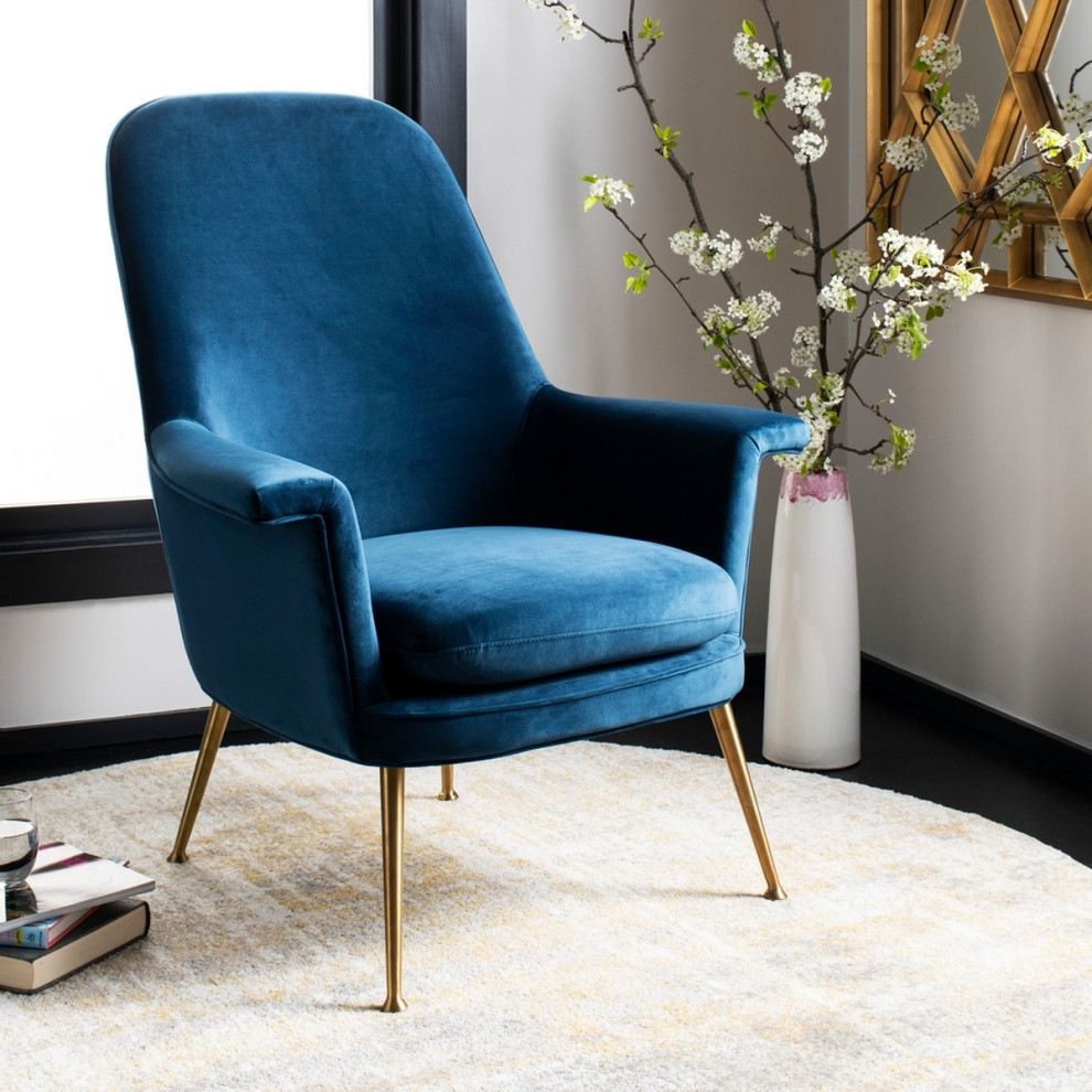 Bethany Velvet Arm Chair Navy   Midcentury   Armchairs And Accent Chairs   by V.S.D Furniture  Houzz