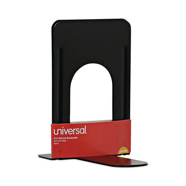 Universal Economy Bookends Nonskid 5 7 8 X 8 1 4 X 9 Heavy Gauge Steel Black 54095