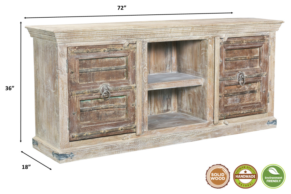 Falker 72 quotWhite TV Stand   French Country   Entertainment Centers And Tv Stands   by Sideboards and Things  Houzz