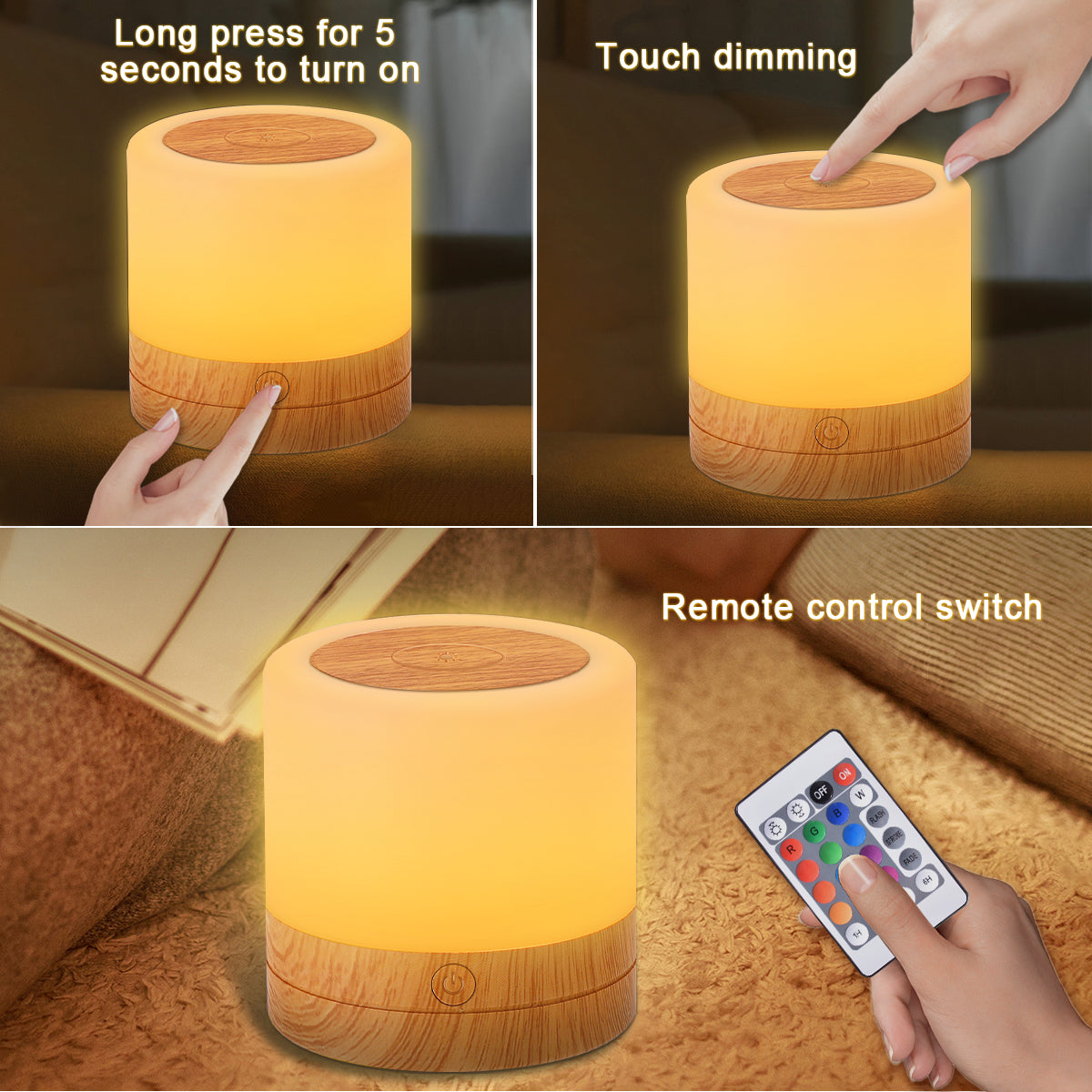 LETOUR Touch Sensor Lamp with Warm White Light and Timer RGB Colour Changing Night Light for Bedroom, Living Room and Office