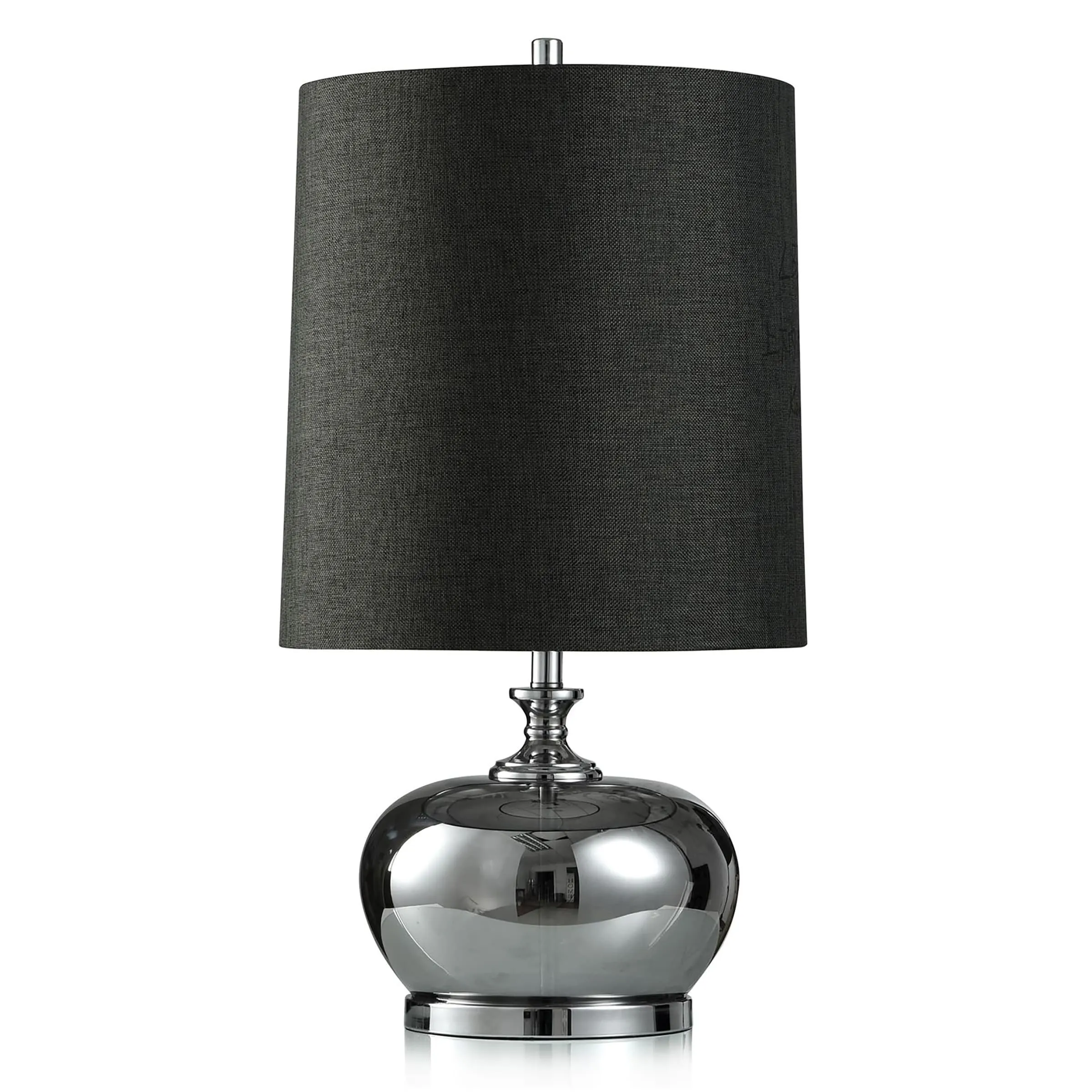 Plummit Silver Table Lamp - Silver Smoked Glass And Pewter Accents With Cylinder Shade