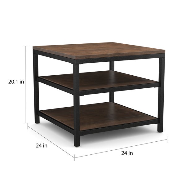 Carbon Loft Cohn Rustic Industrial Wood and Metal End Table