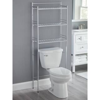 Glacier Bay Slat Style 24 in. W x 9.5 in. D x 64.5 in. H Nickel Over-the-Toilet Storage 3465NNHD