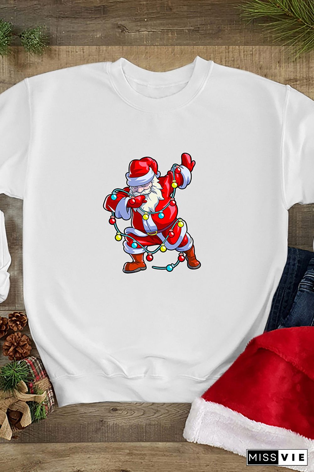 Dabbing Santa Claus With Christmas Lights Sweatshirt Wholesale