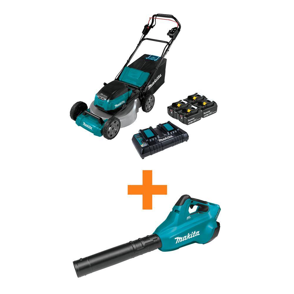 Makita 18 in. 18V X2 (36V) LXT Walk Behind Self Propelled Lawn Mower Kit w4 Batteries(5.0 Ah) wbonus 18V X2 (36V) LXT Blower XML06PT1-XBU02Z