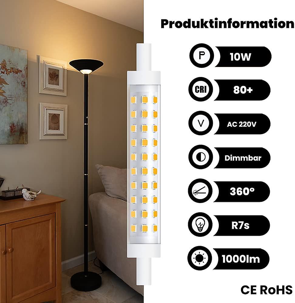 2pcs 10w R7s 118mm Led Bulb Dimmable Warm White 3000k 100whalogen Reflector Floodlight[energy Class A++]