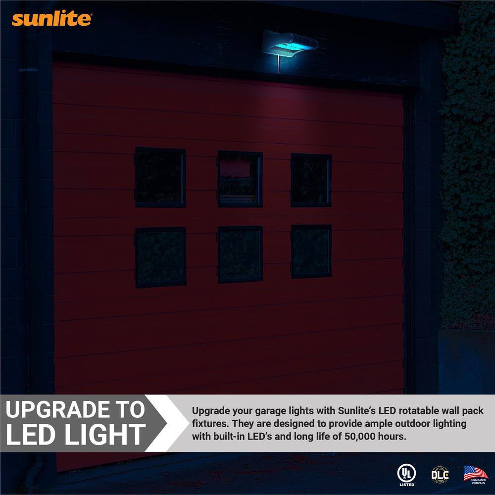 Sunlite 250-Watt Equivalent Integrated LED Black Dimmable Outdoor Rotatable Wall Pack Light Tunable 3000K 4000K 5000K HD04026-1