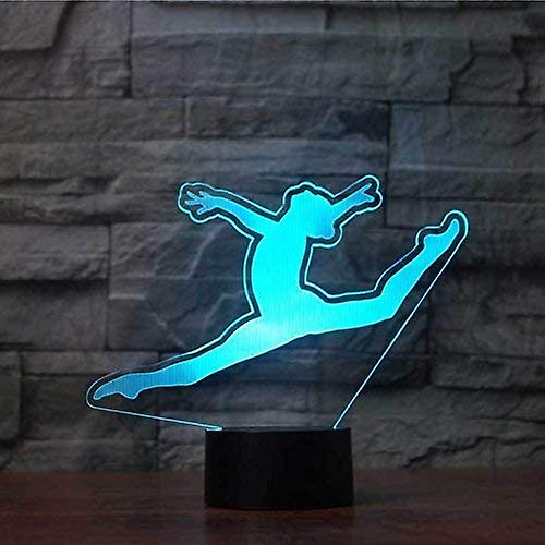 3d Gymnast Shape Night Light Touch Switch 7 Color Change Led Table Desk Lamp Acrylic Flat Abs Base Usb Charger Home Toy Brithday Xmas Kid Children Gif