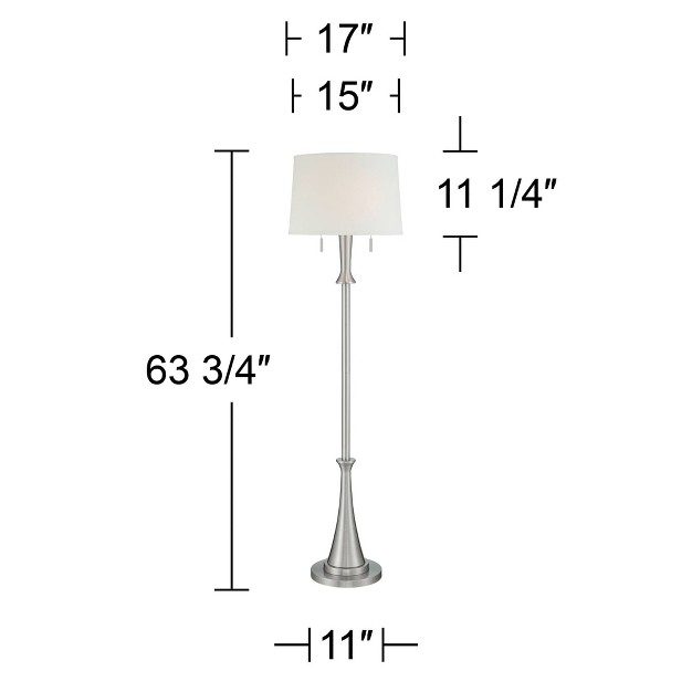 Tall Brushed Nickel Metal White Tapered Drum Shade For Living Room House Bedroom Office Family