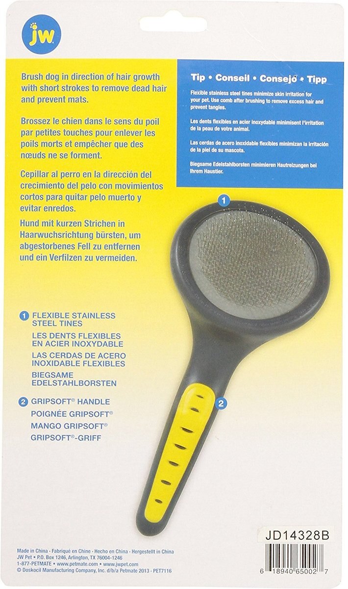 JW Pet Gripsoft Slicker Brush Soft Pin