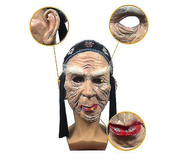 Horror Meng Po Mask Wig Headgear Masquerade Headgear Halloween Party Performance Props