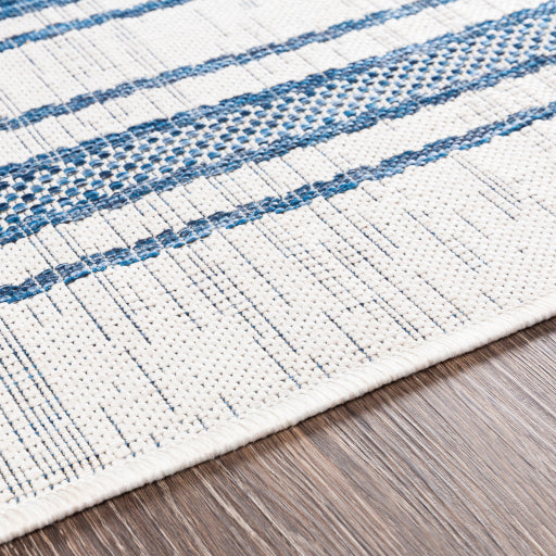 Eagean Indoor/Outdoor Striped Bright Blue Rug