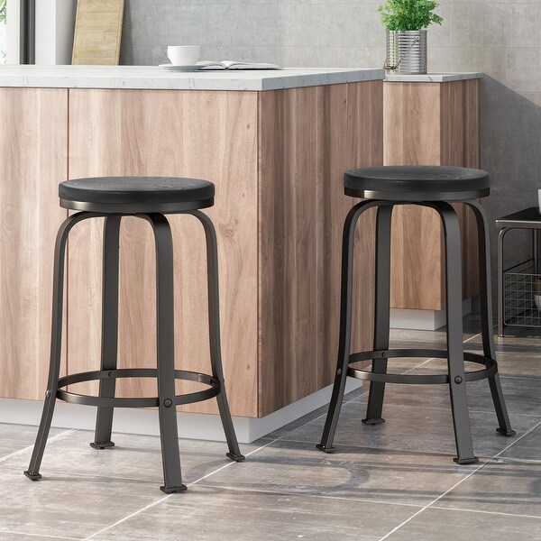 Skyla Industrial Swivel Counter Stools (Set of 2) by Christopher Knight Home