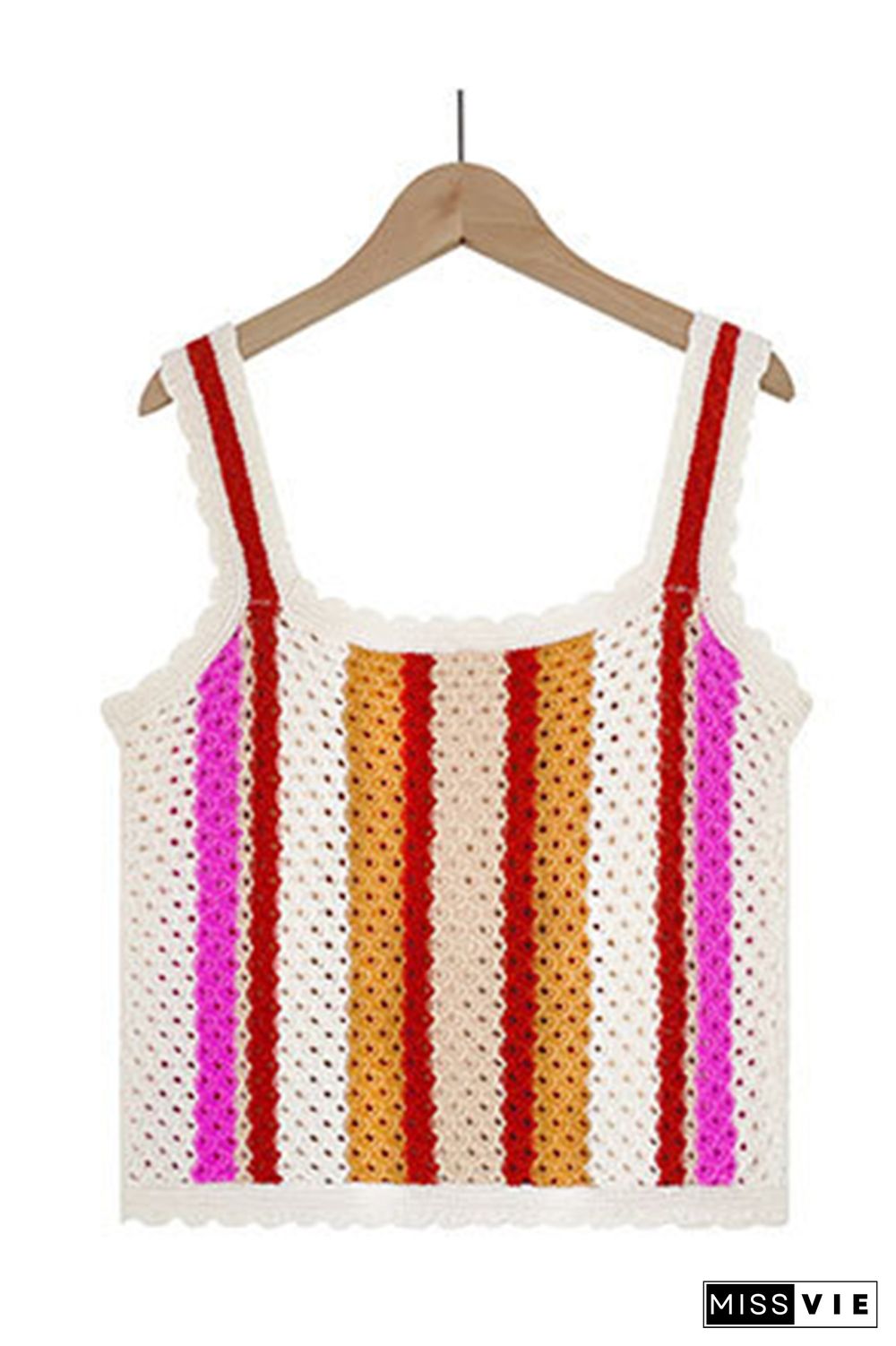 Button Down Multicolor Striped Knit Cami Top