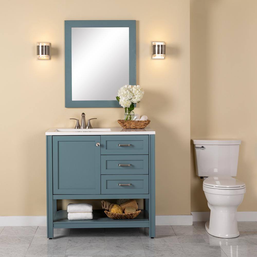 Home Decorators Collection Northwind 36.25 in. W x 18.75 in. D Bath Vanity in Sage with Cultured Marble Vanity Top in White with Integrated Sink B36X20134