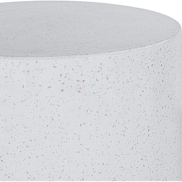 Aurelle Home Omara Round Pedestal Terrazzo Outdoor Side Table