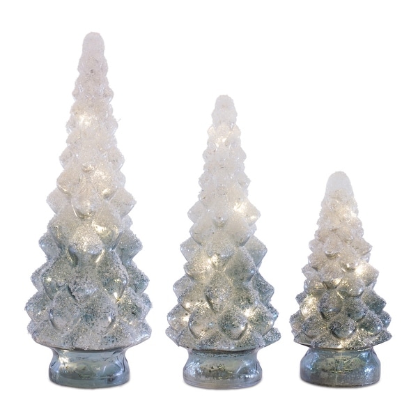 LED Frosted Glass Tree Decor (Set of 3)