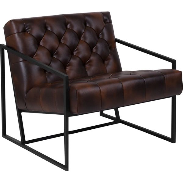 HERCULES Madison Series Black LeatherSoft Tufted Lounge Chair