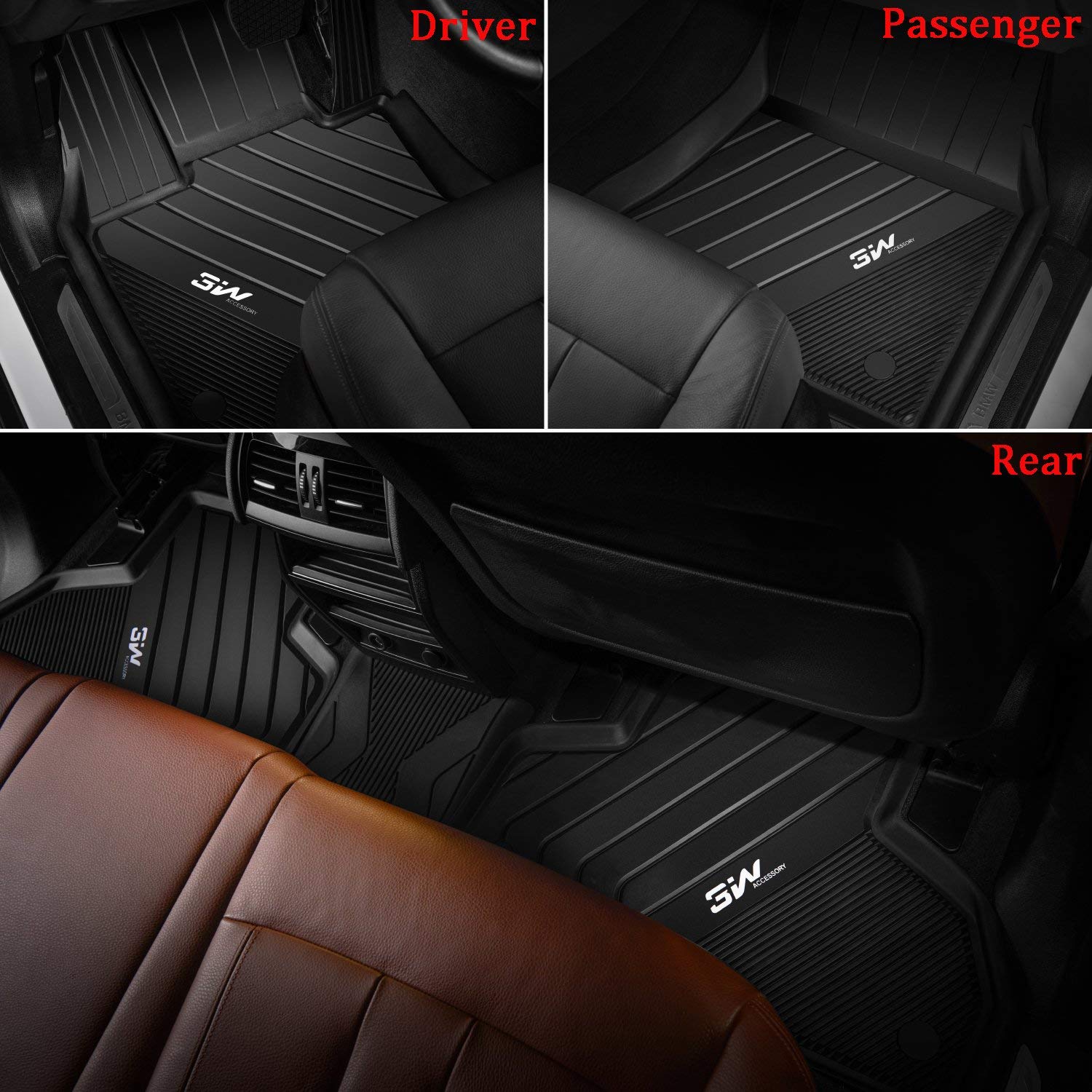 3W Floor MatsandCargo Liner for BMW X5 (2019-2023) TPE All Weather Custom Fit Floor LinerandCargo Mats for BMW X5 40i，50i，45e，M50i，M(Only for 5 Passenger Seat)， Black