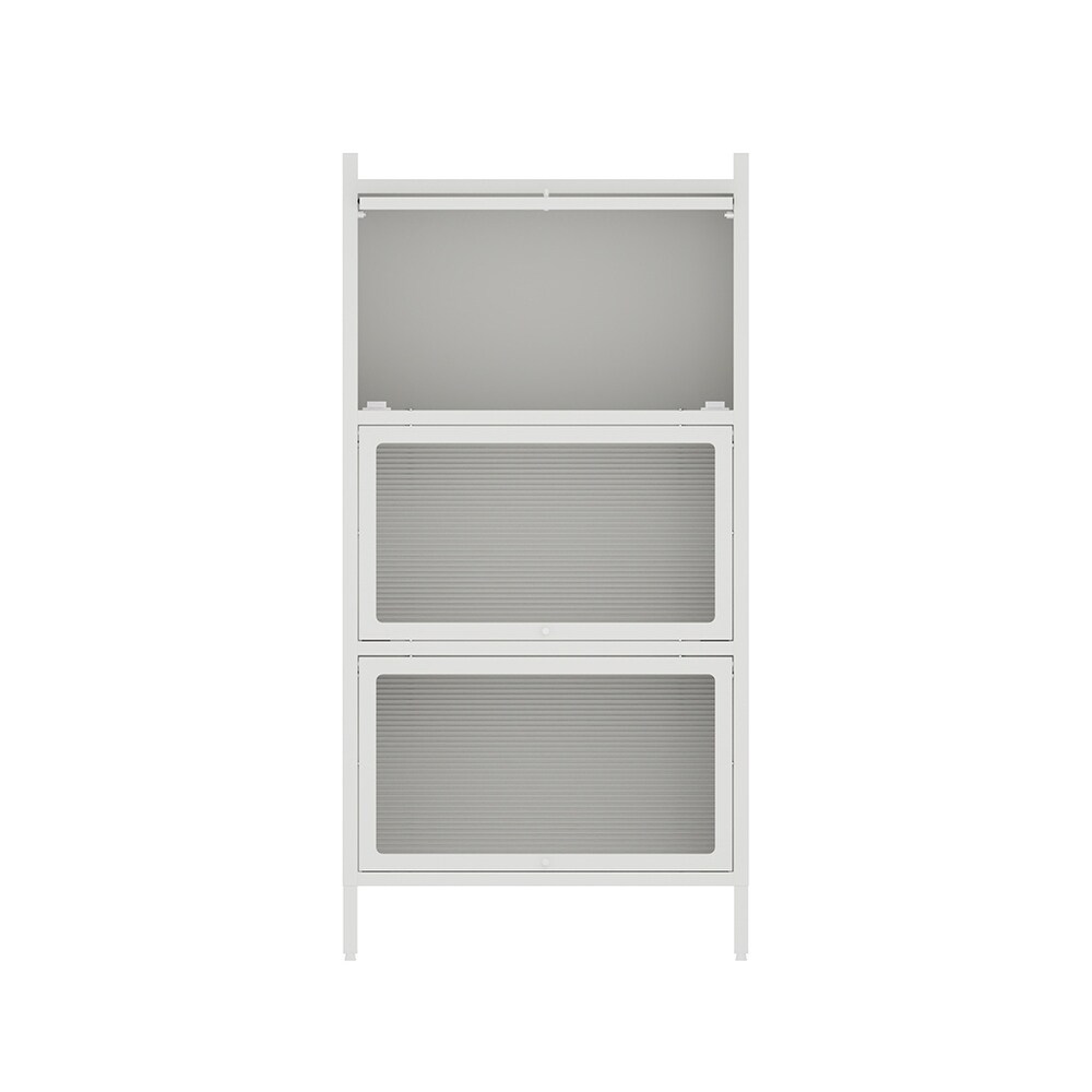 3 Tier Metal Storage Cabinet with Transparent Flip Up Door Design