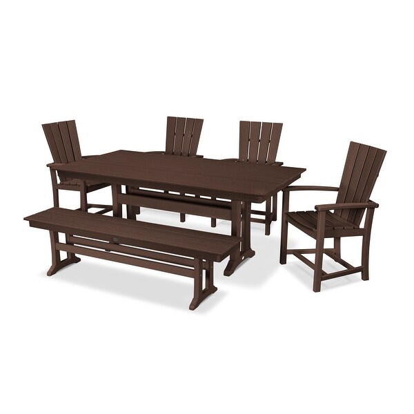 POLYWOOD Quattro 6Piece Farmhouse Dining Set with Bench