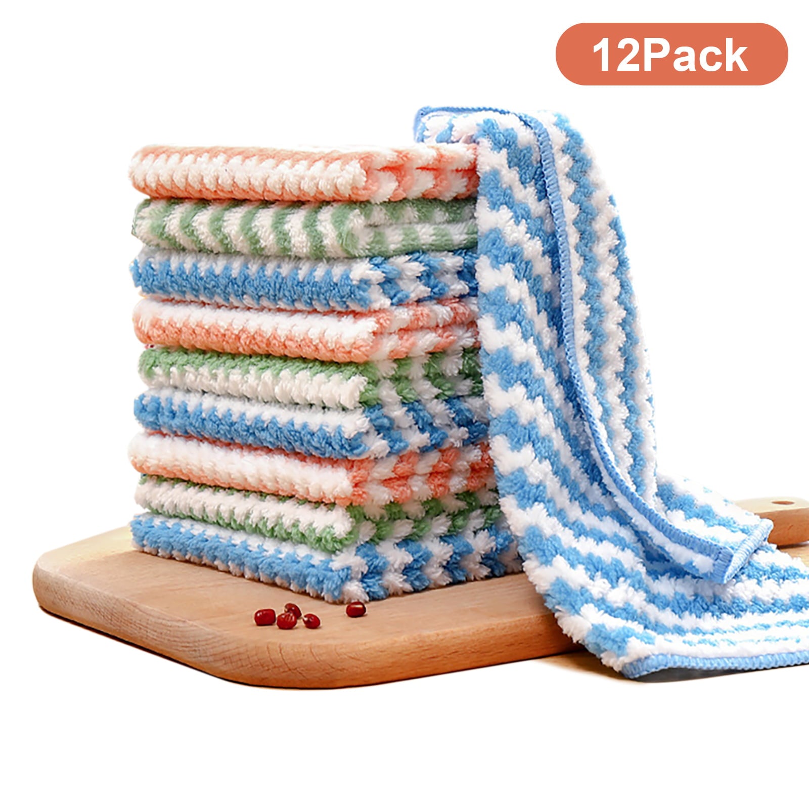 Tripumer 12 Pack Microfiber Cleaning Cloth Kitchen Towels Dish Rags for Dish Drying Washing Absorbent Streak Free Lint Free Rags Reusable