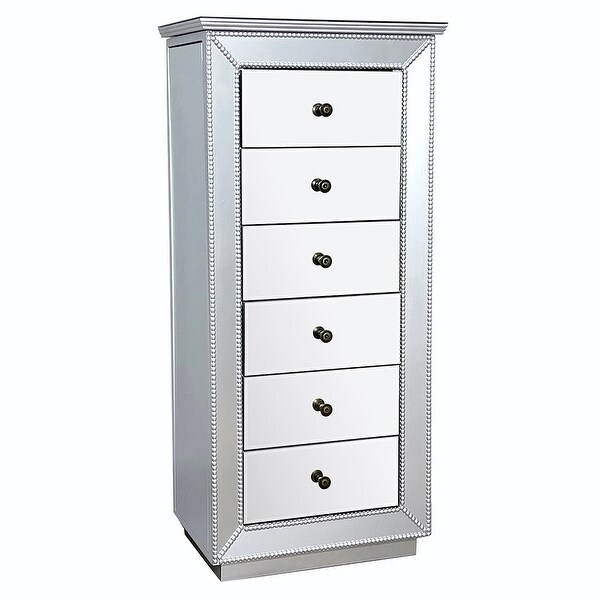 Multifunctional Jewelry Armoire with 6 Drawers and 2 Side Swing Doors - - 36977670