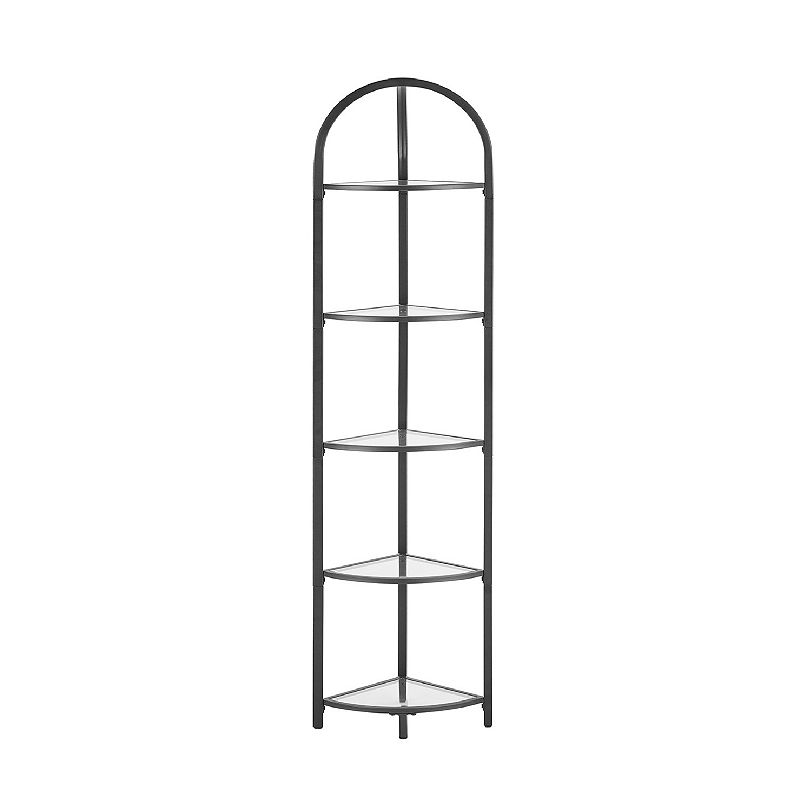 Corner Shelf， 5 Tier Corner Bookshelf，tempered Glass Shelves，modern Style