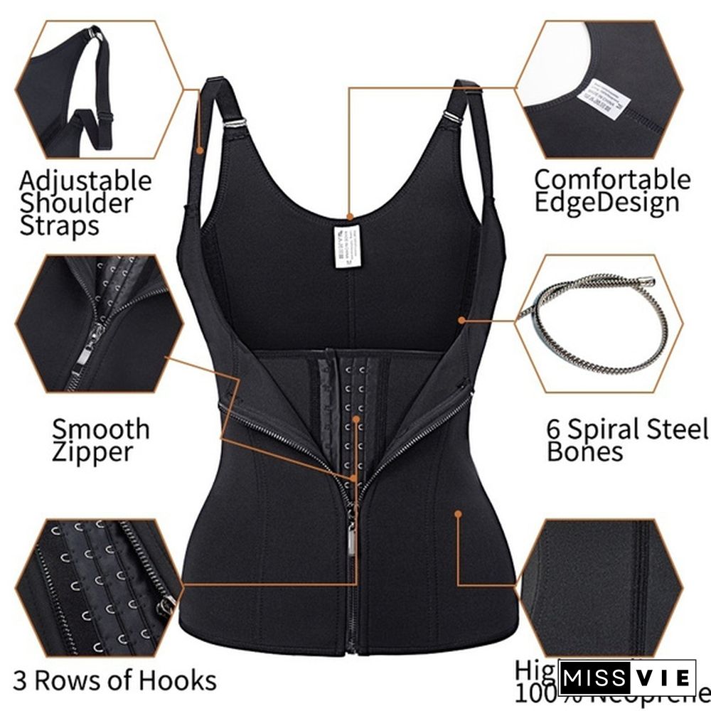 Women Sauna Suit Waist Trainer Plus Size Neoprene Slimming Body Shaper Vest Weight Loss Steel Boned Corset Workout Tank Tops fajas de mujer