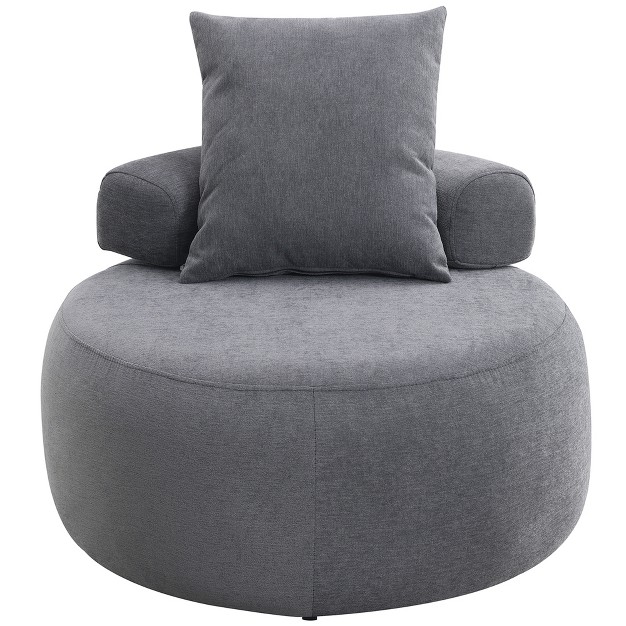 Modern Chenille Accent Reading Chair High stretch Round Lounge Sofa modernluxe