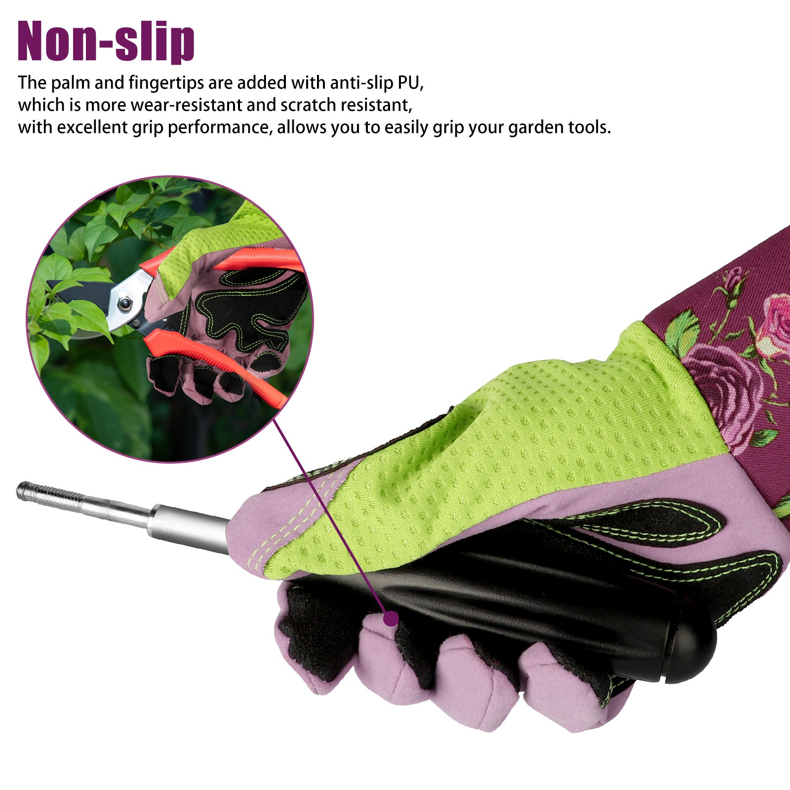 TSV Gardening Gloves for Women, Long Sleeve Thorn Proof Gardening Gloves, Rose Pruning Thorn & Cut Work Proof Long Gauntlet, Puncture Resistant, Breathable Non-Slip, Pink