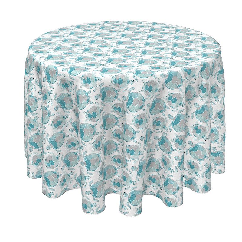 Round Tablecloth， 100% Polyester， 70 Round， Tropical Turtles