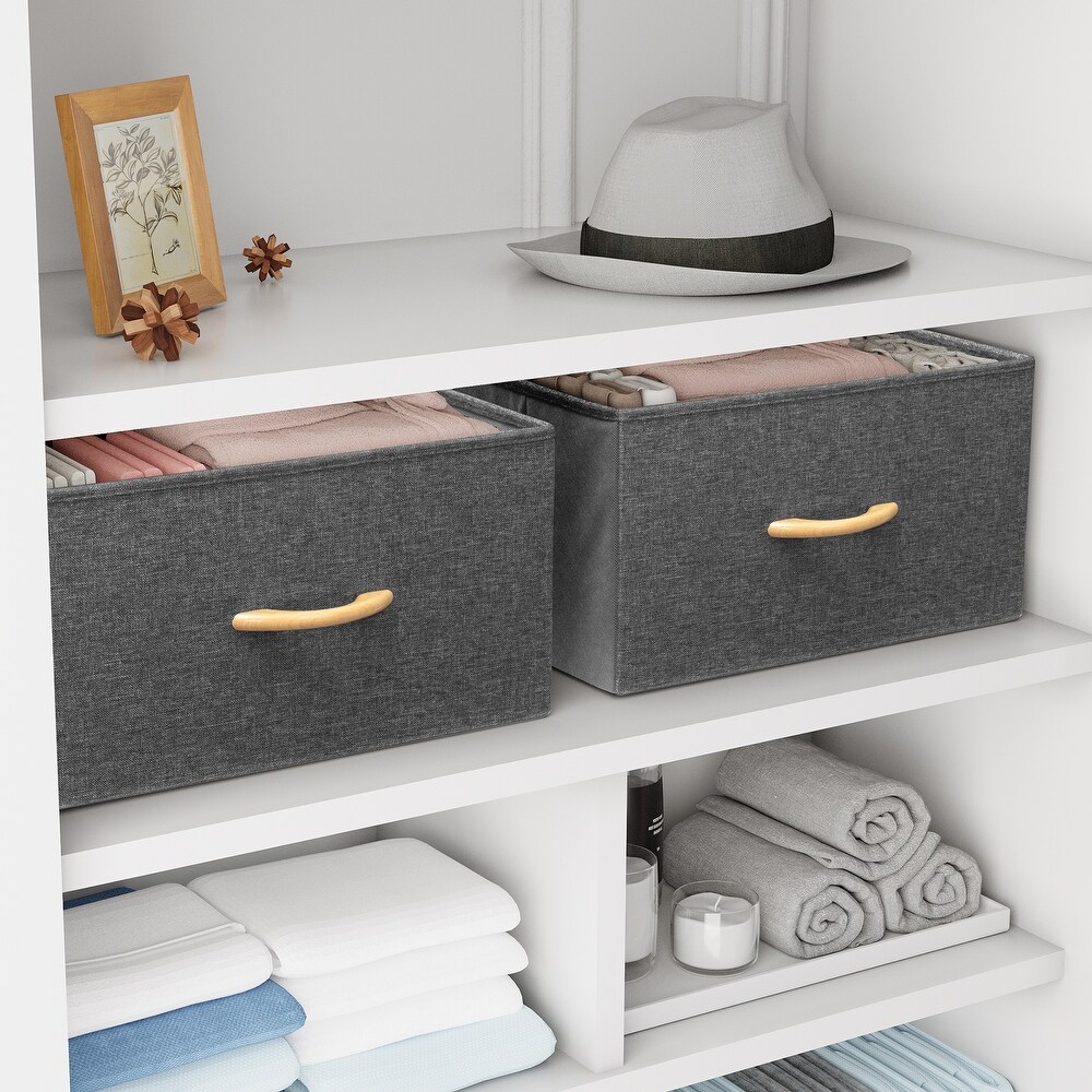 Foldable Drawer Fabric Storage Cubes Organizer Set Drawers of Closet Dresser Chest   Set of 2