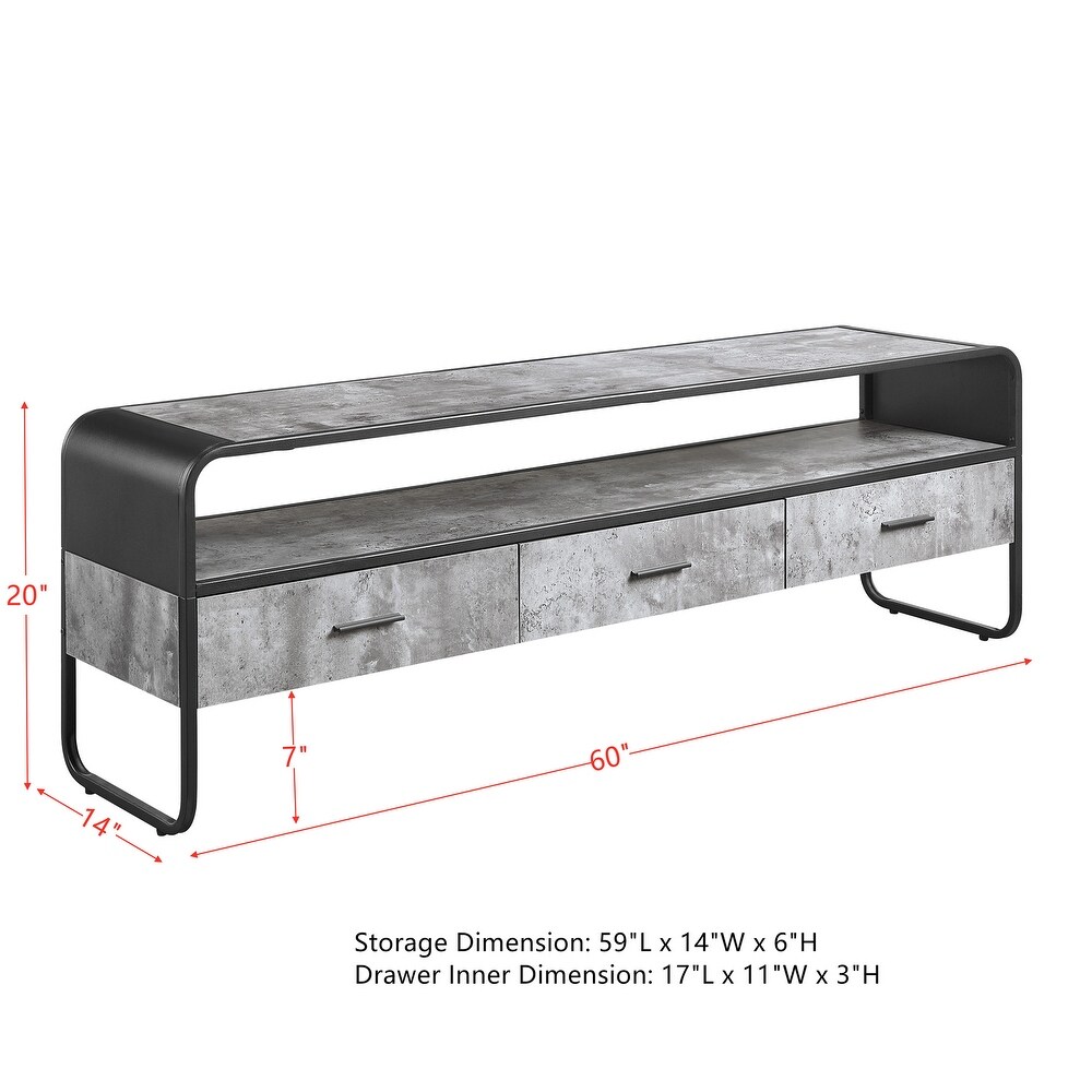 Raziela TV Stand  Concrete Gray   Black Finish