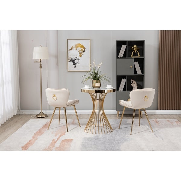 Contemporary Velvet Upholstered Dining Chair with Polished Gold Legs， Set of 2