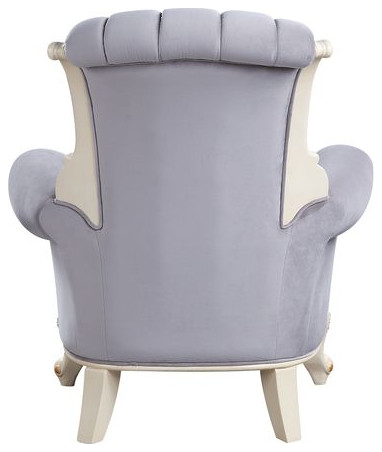 Acme Galelvith Chair With 2Pillows Gray Fabric   Victorian   Armchairs And Accent Chairs   by AMOC  Houzz