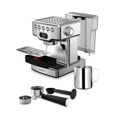 2- Cup Silver 20 Bar Espresso Machine with Milk Frother 1.8L Water Tank Stainless Steel ECF-20EGCF-GC