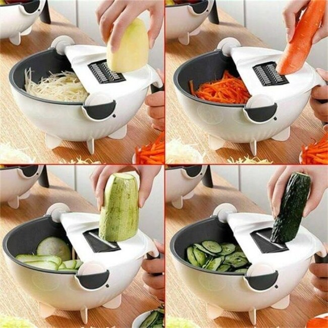 Vegetable Cutter with Drain Basket Portable Kitchen Tool   normal